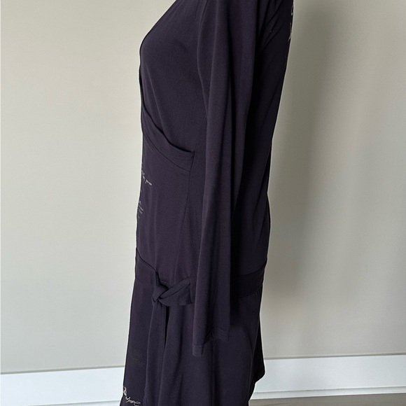 Plum color long sleeve dress with details - Picture 6 of 8
